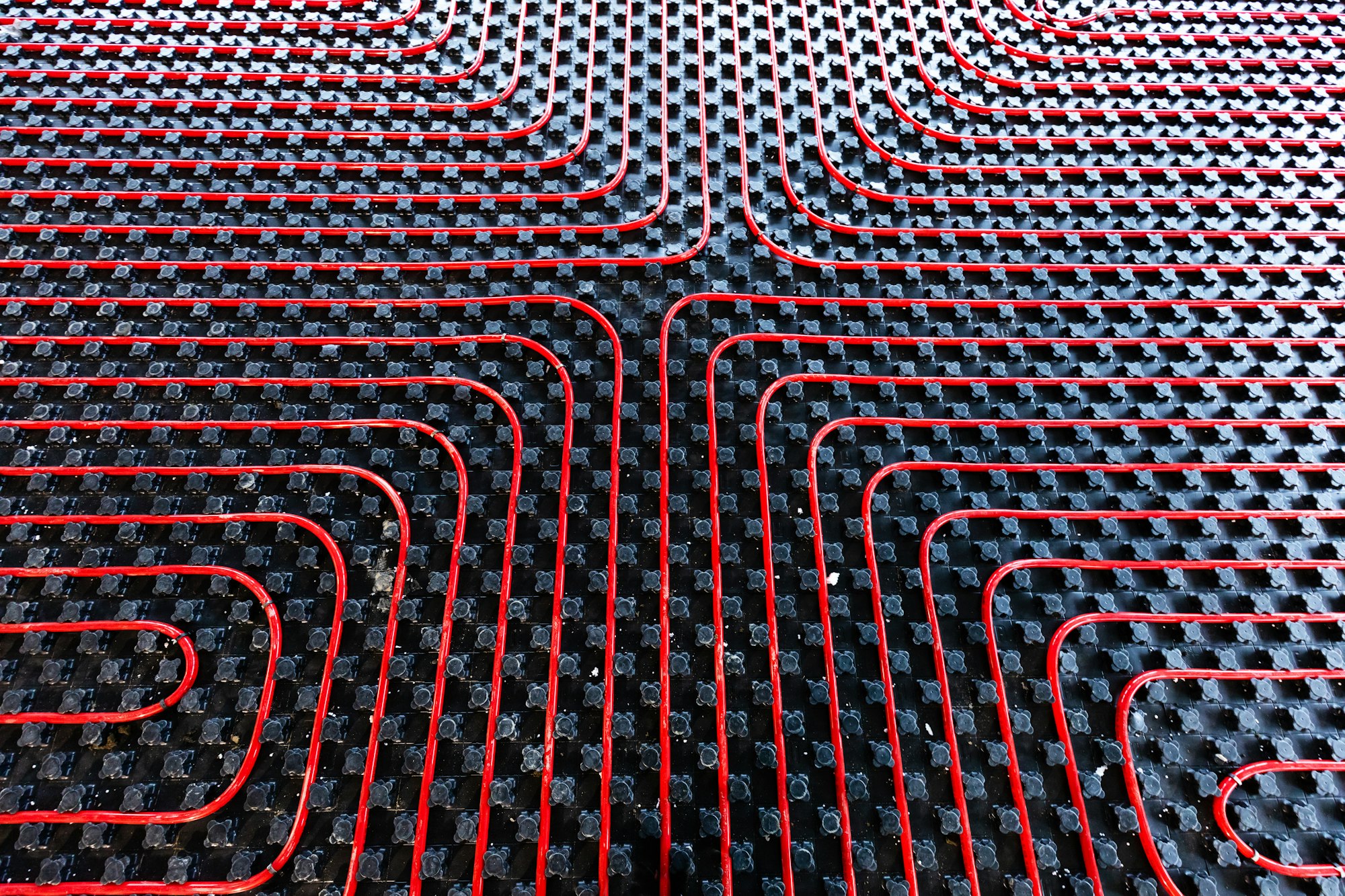 Floor heating installation, pipes and pipelines. Interior architecture